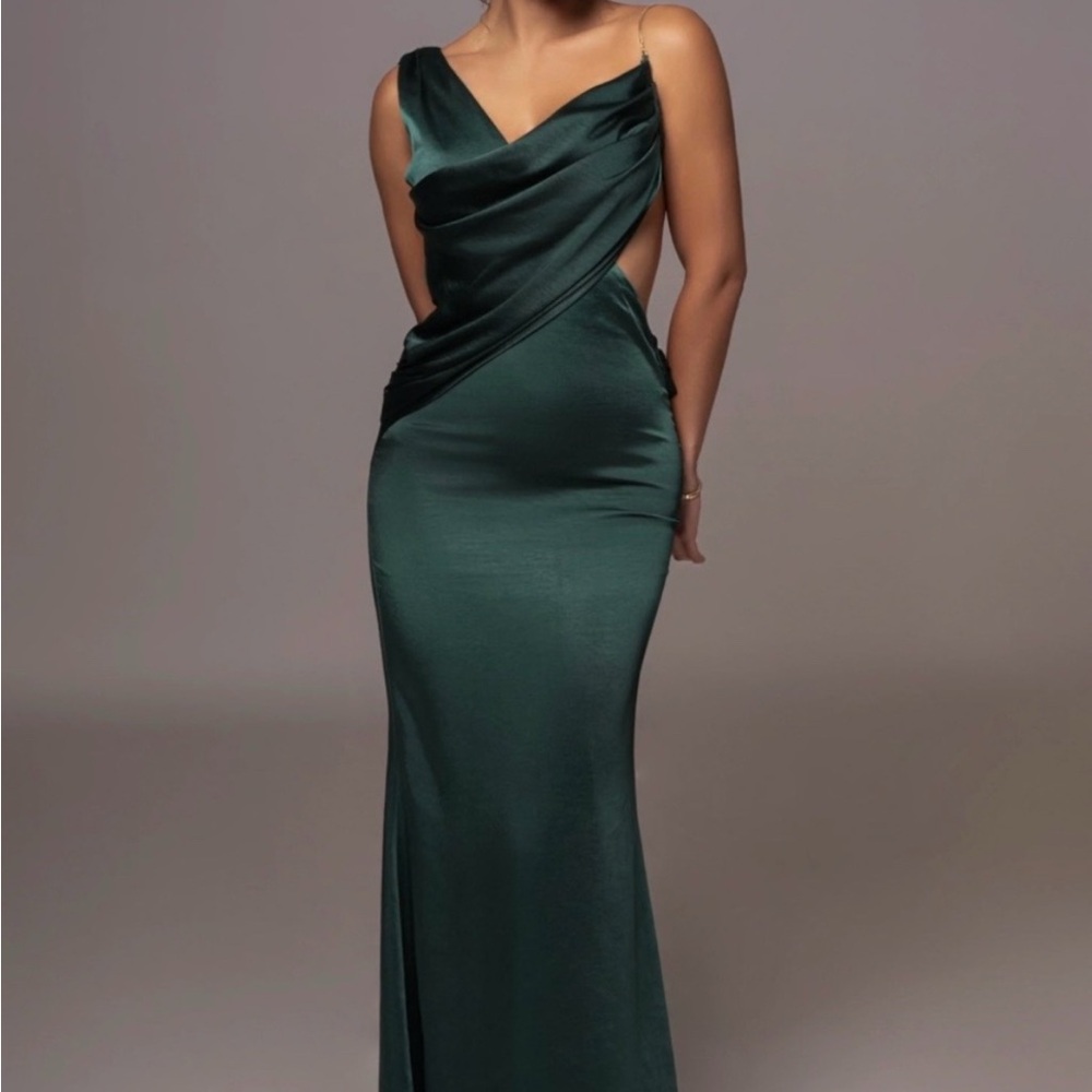 JLUXLABEL Green Satin Belle Maxi Dress